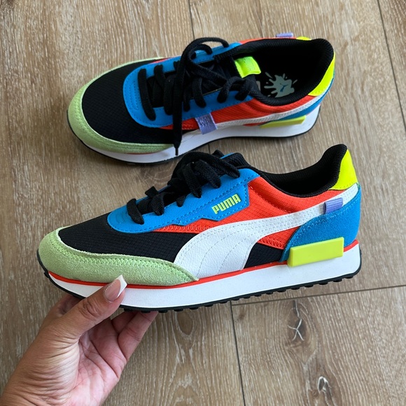 Puma Shoes - Puma Colorblock Runner in Black, Blue, Red & Neon Yellow